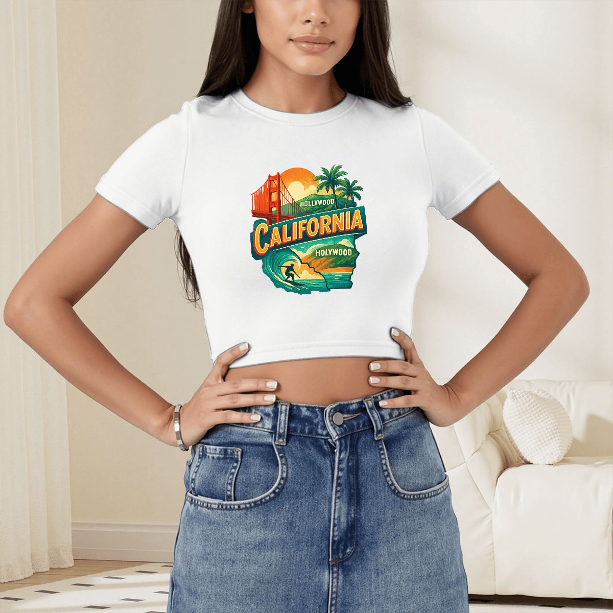 Short Sleeve California Crop Top for Women (Made in USA)