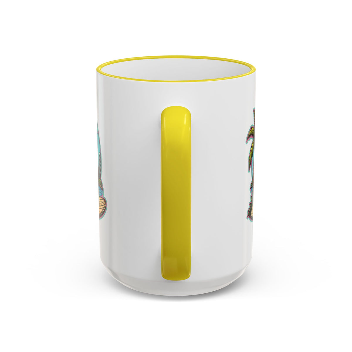 Miami Beach Scenic Accent Rim Mug – Tropical Palm Tree Skyline Coffee Cup (11oz & 15oz)