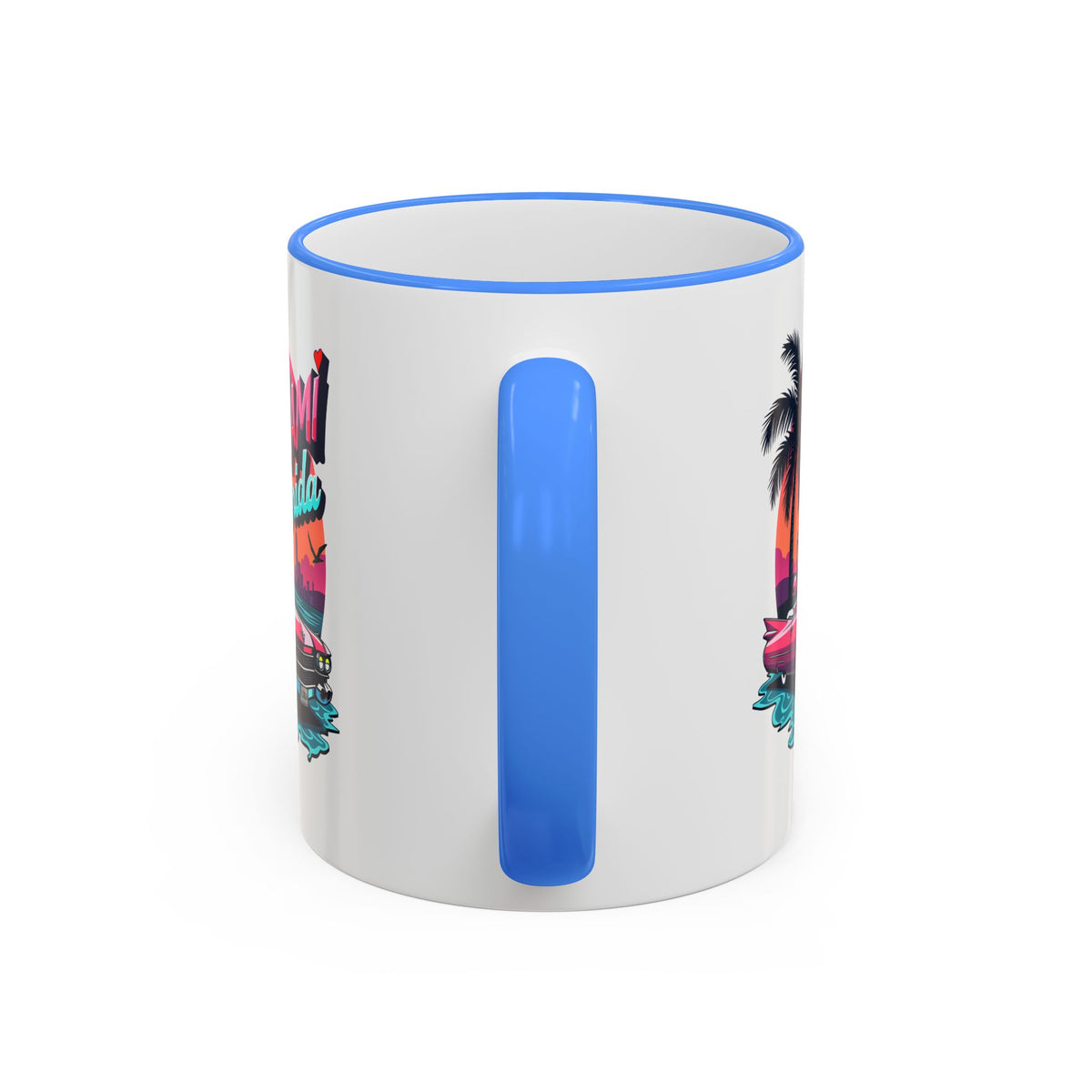 Miami Florida Retro Sunset Accent Rim Mug (11oz/15oz)