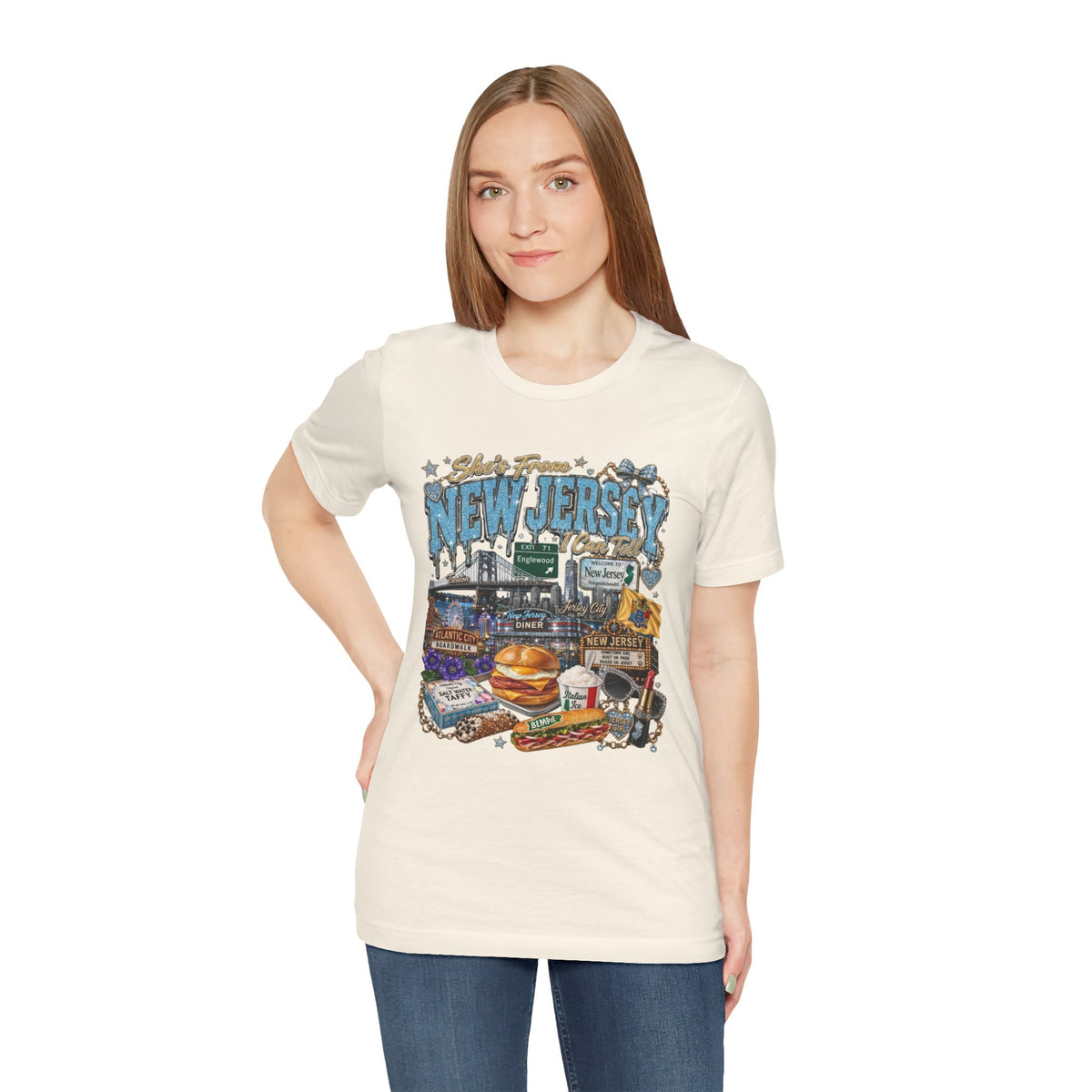 New Jersey Landmarks Tee — Jersey Shore, Diner & Turnpike Retro Graphic T-Shirt