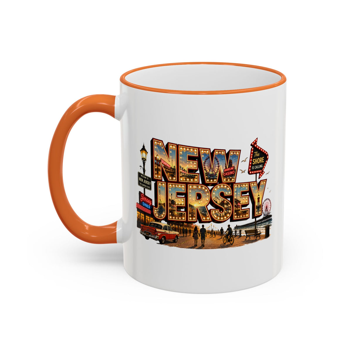 New Jersey Vintage Postcard Accent Rim Mug (11oz & 15oz)