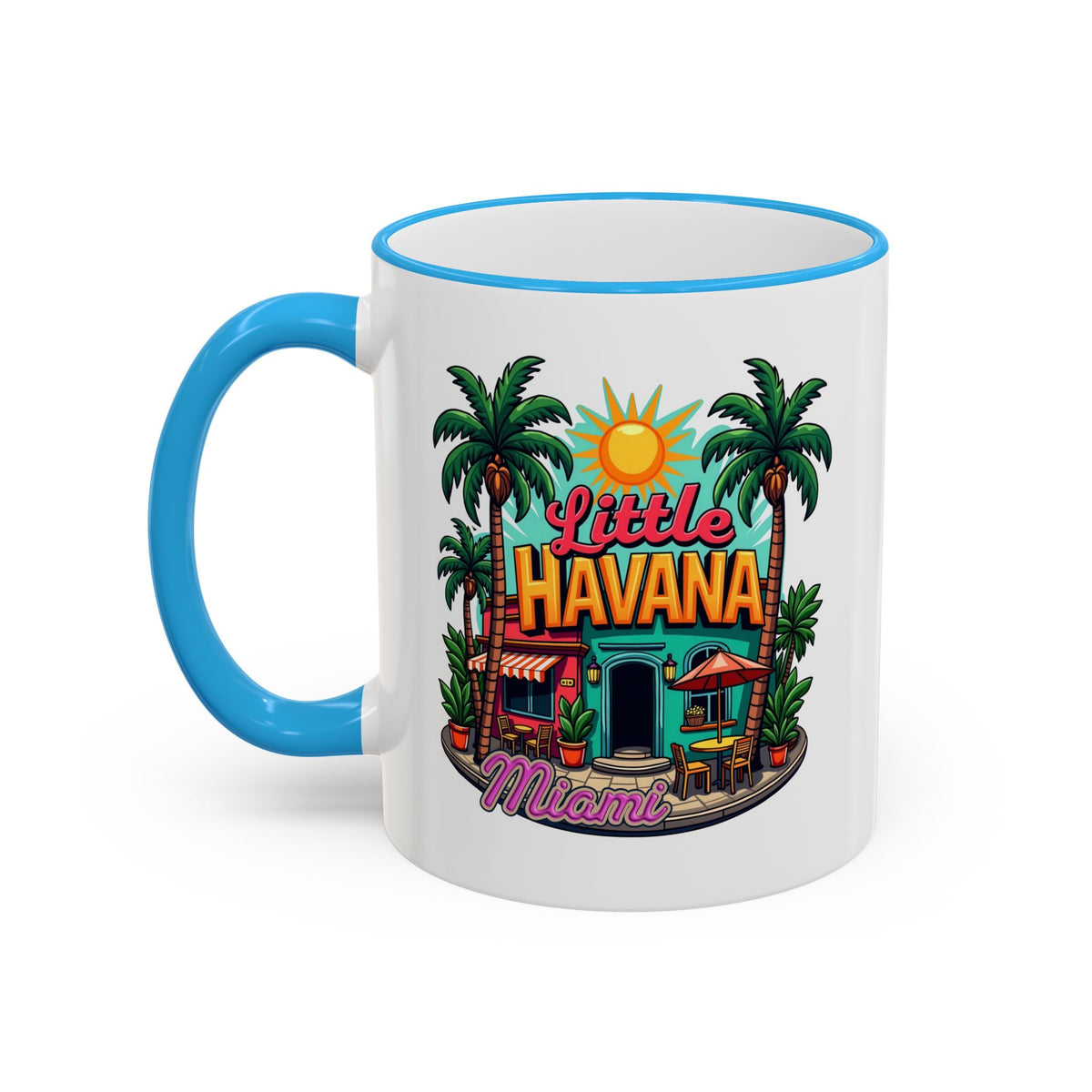 Tropical Little Havana Coffee Mug – Palm Tree Beach Scene