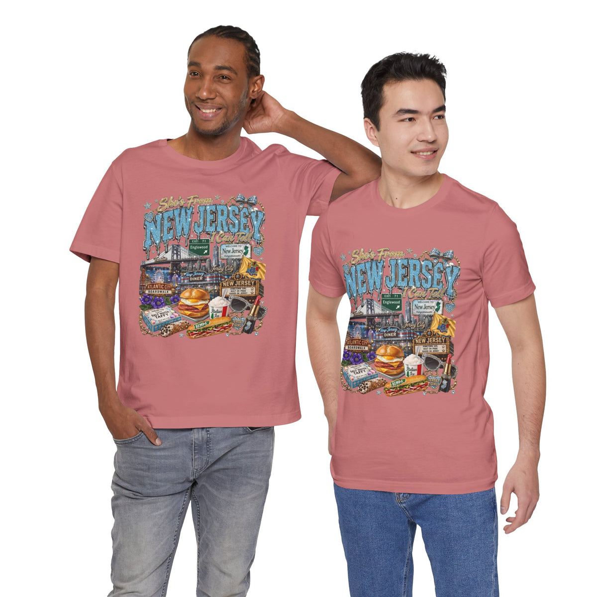 New Jersey Landmarks Tee — Jersey Shore, Diner & Turnpike Retro Graphic T-Shirt