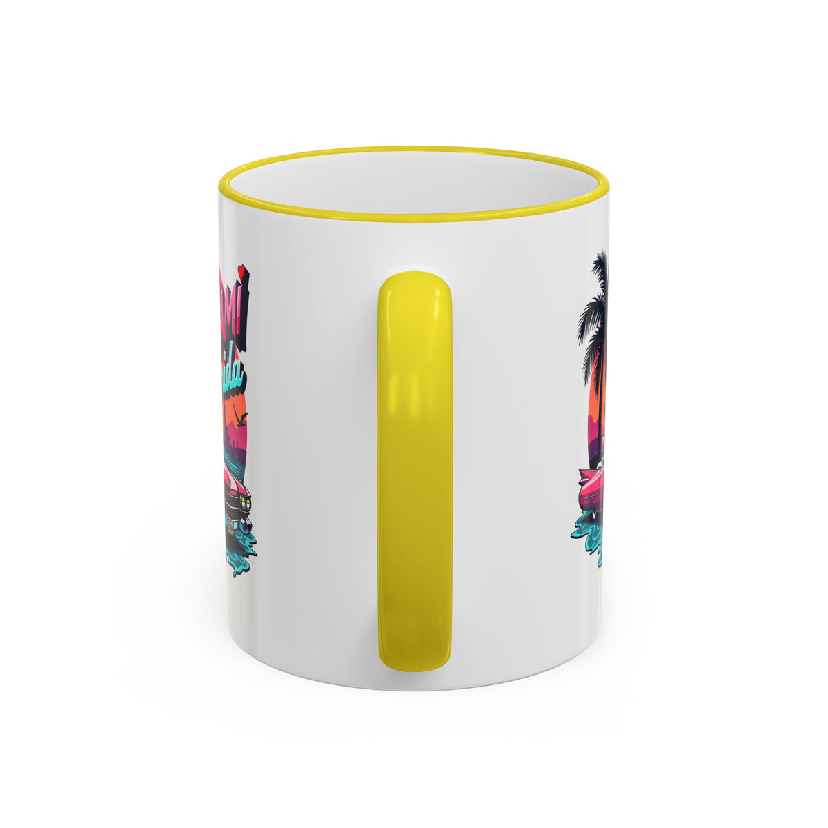 Miami Florida Retro Sunset Accent Rim Mug (11oz/15oz)