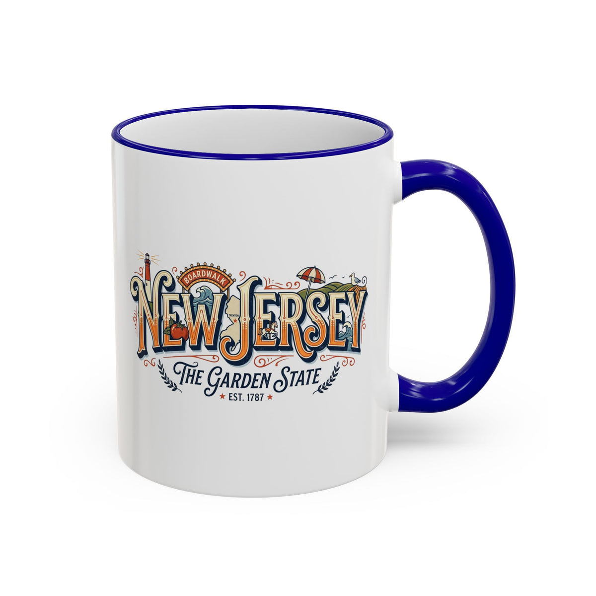 New Jersey Vintage Postcard Accent Rim & Handle Mug (11oz/15oz)