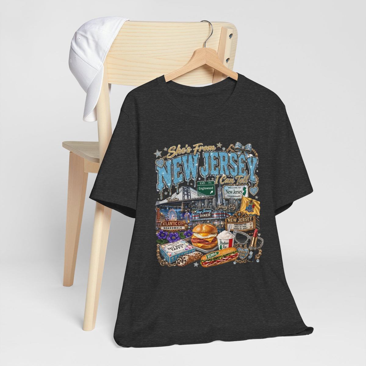 New Jersey Landmarks Tee — Jersey Shore, Diner & Turnpike Retro Graphic T-Shirt