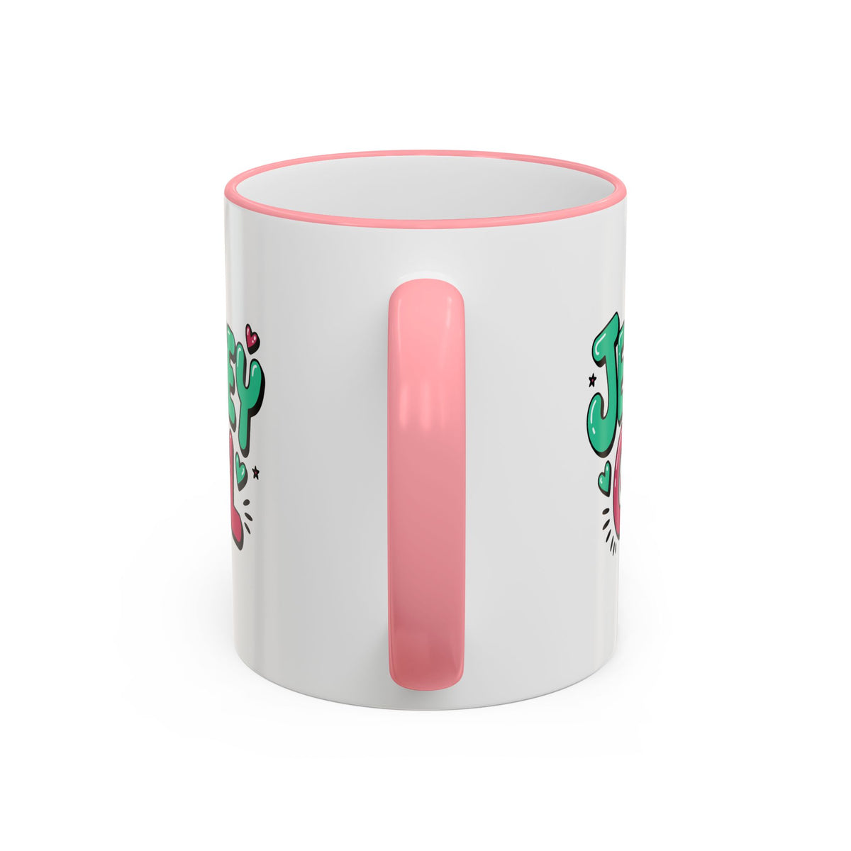 Jersey Girl Accent Rim Mug — Cute Retro Script Coffee Cup (11oz, 15oz)