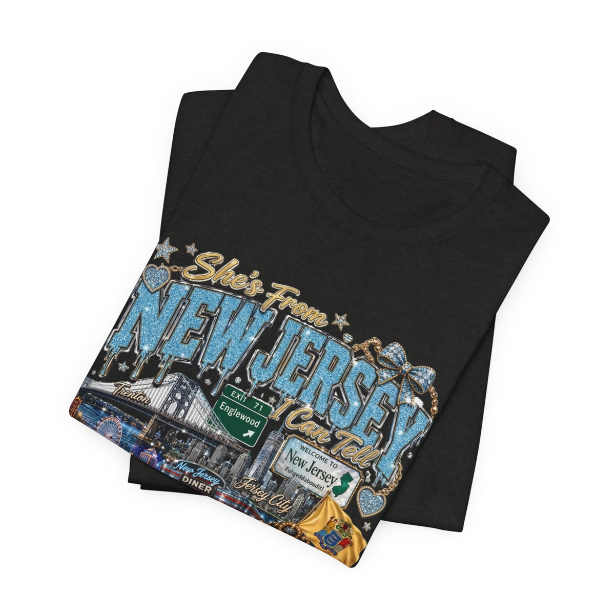 New Jersey Landmarks Tee — Jersey Shore, Diner & Turnpike Retro Graphic T-Shirt