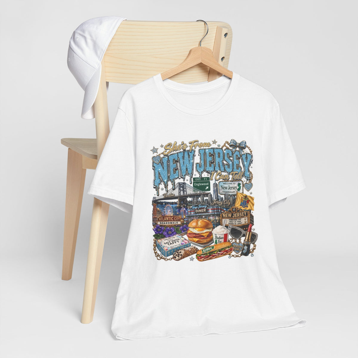 New Jersey Landmarks Tee — Jersey Shore, Diner & Turnpike Retro Graphic T-Shirt