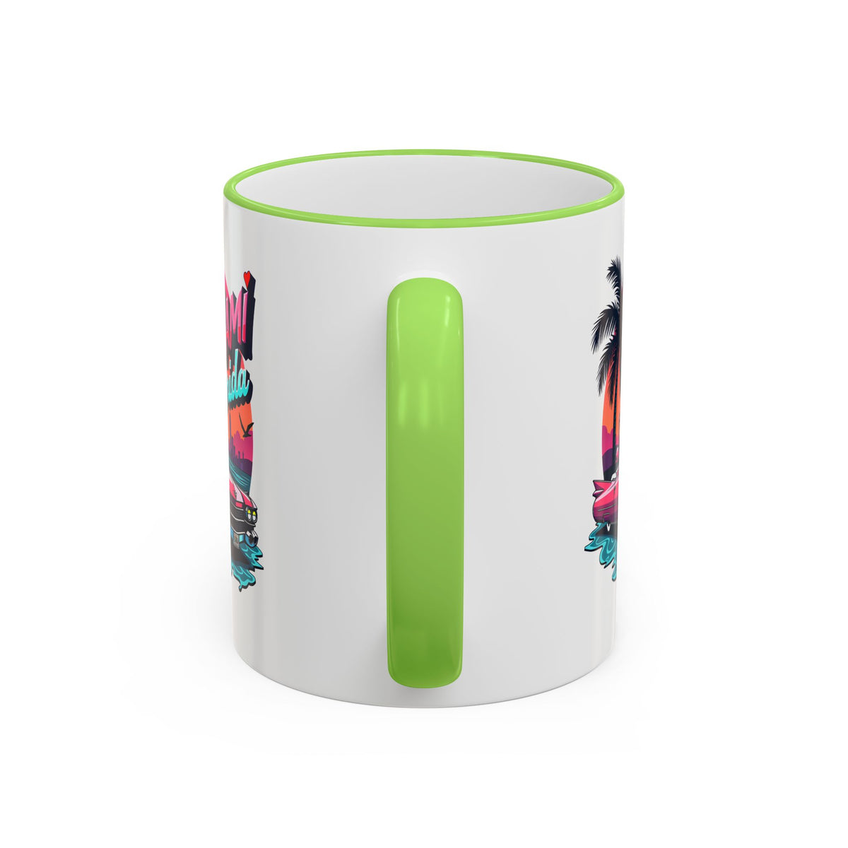 Miami Florida Retro Sunset Accent Rim Mug (11oz/15oz)