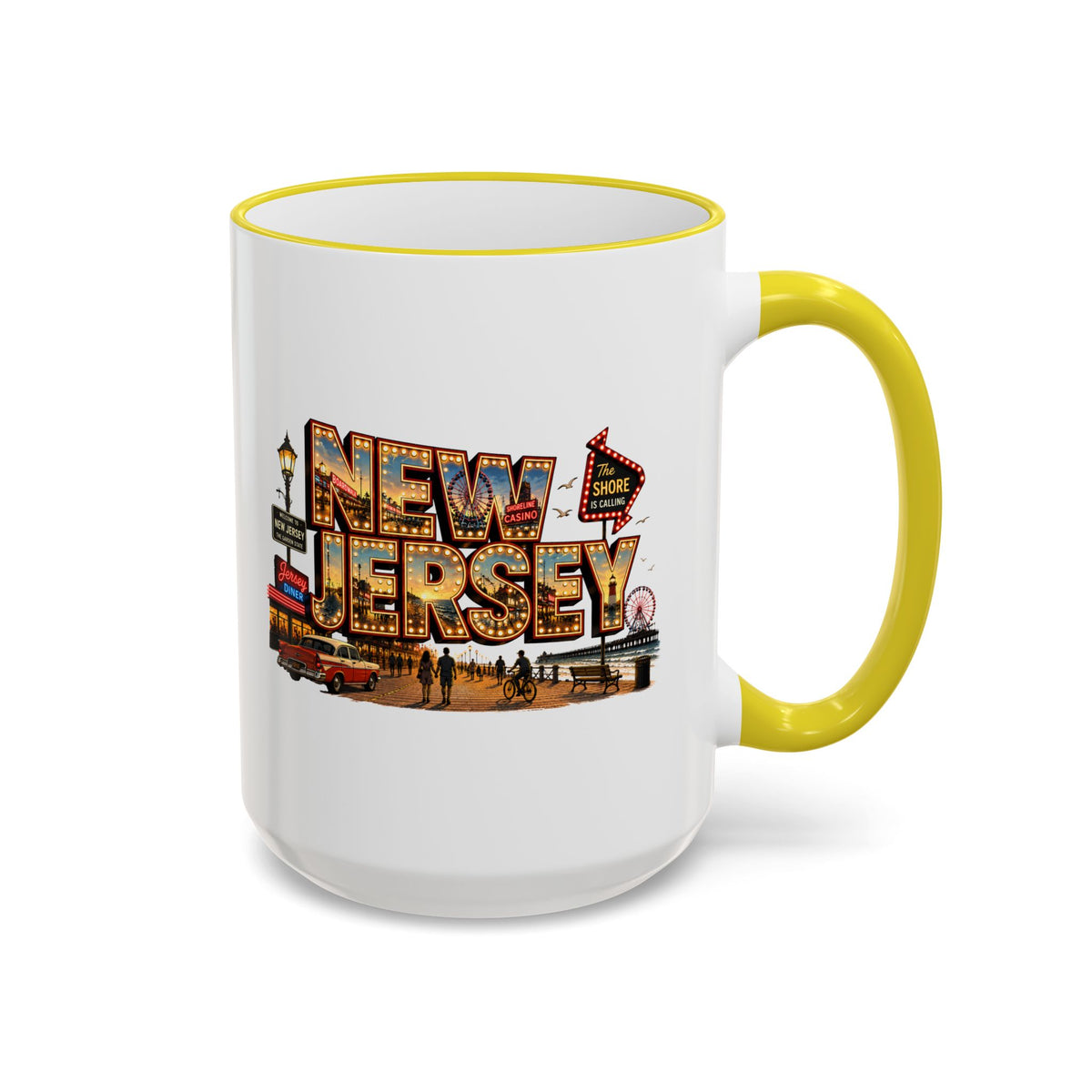 New Jersey Vintage Postcard Accent Rim Mug (11oz & 15oz)