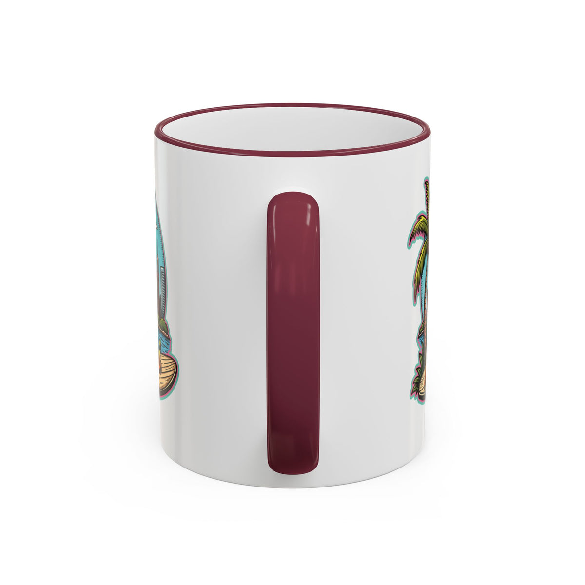 Miami Beach Scenic Accent Rim Mug – Tropical Palm Tree Skyline Coffee Cup (11oz & 15oz)