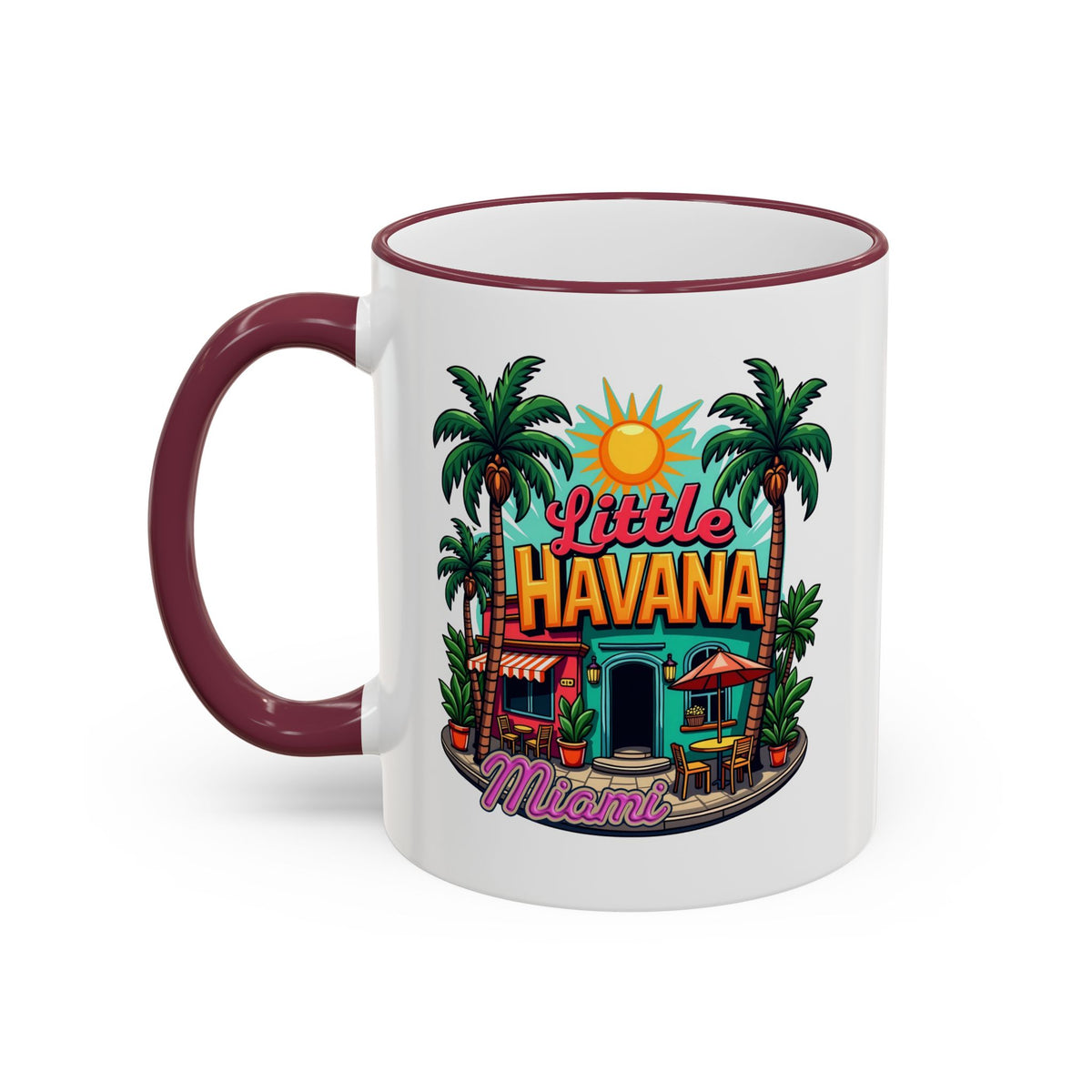 Tropical Little Havana Coffee Mug – Palm Tree Beach Scene