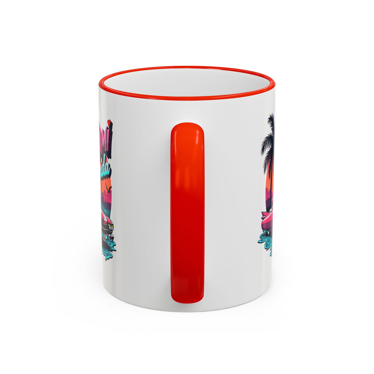Miami Florida Retro Sunset Accent Rim Mug (11oz/15oz)