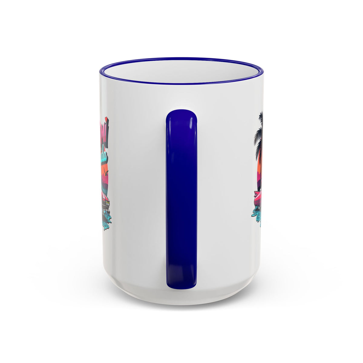Miami Florida Retro Sunset Accent Rim Mug (11oz/15oz)