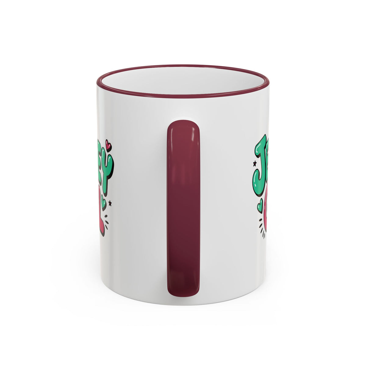 Jersey Girl Accent Rim Mug — Cute Retro Script Coffee Cup (11oz, 15oz)