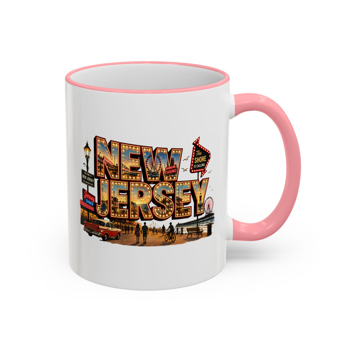 New Jersey Vintage Postcard Accent Rim Mug (11oz & 15oz)