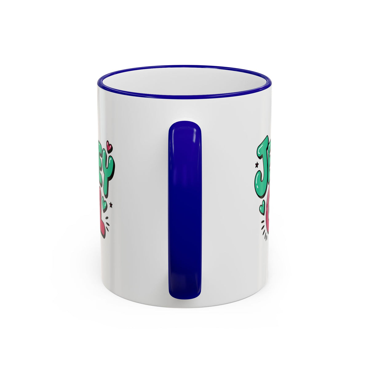 Jersey Girl Accent Rim Mug — Cute Retro Script Coffee Cup (11oz, 15oz)