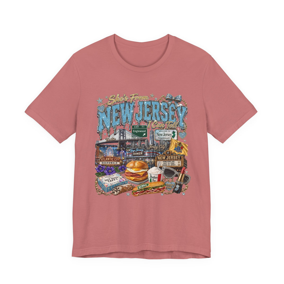New Jersey Landmarks Tee — Jersey Shore, Diner & Turnpike Retro Graphic T-Shirt