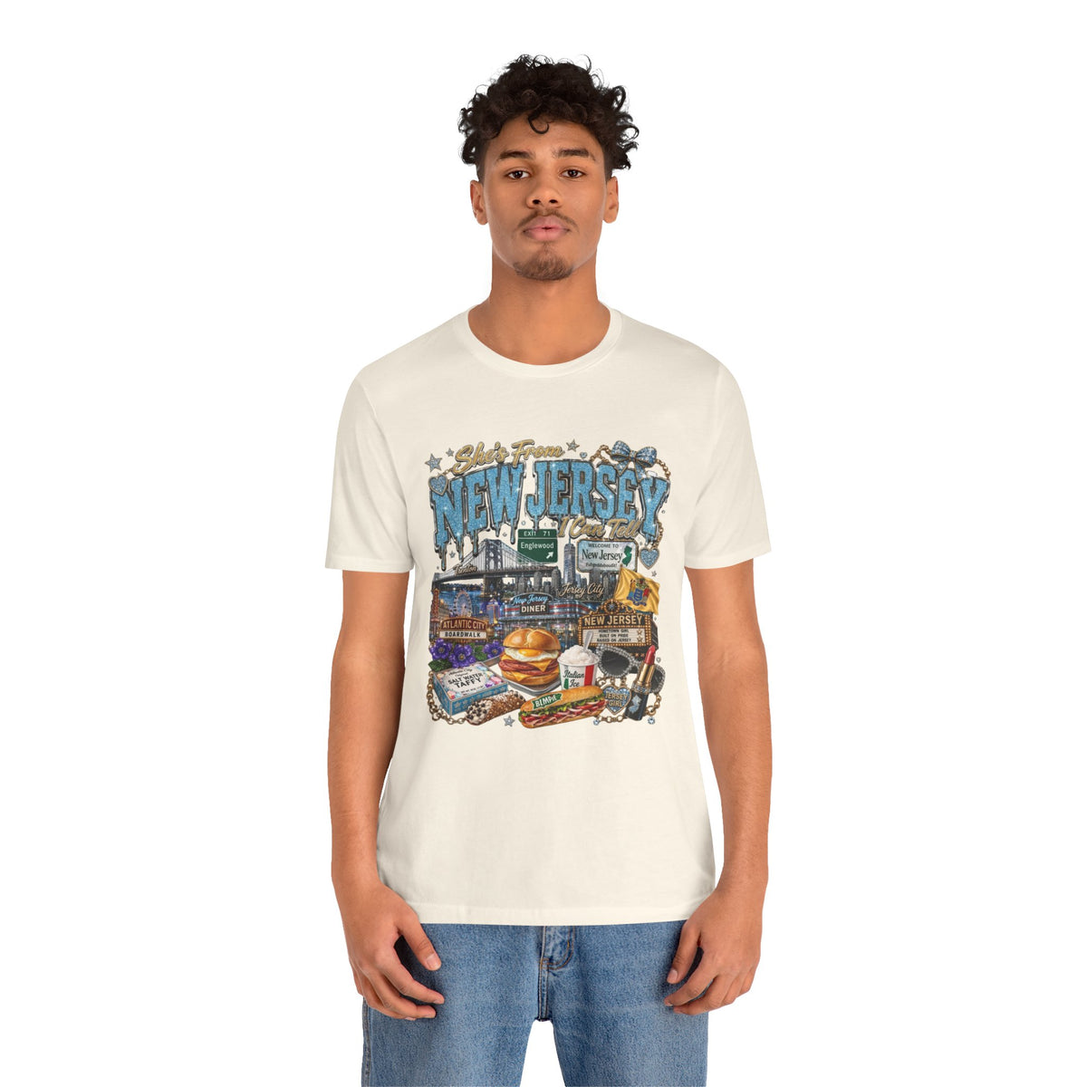 New Jersey Landmarks Tee — Jersey Shore, Diner & Turnpike Retro Graphic T-Shirt