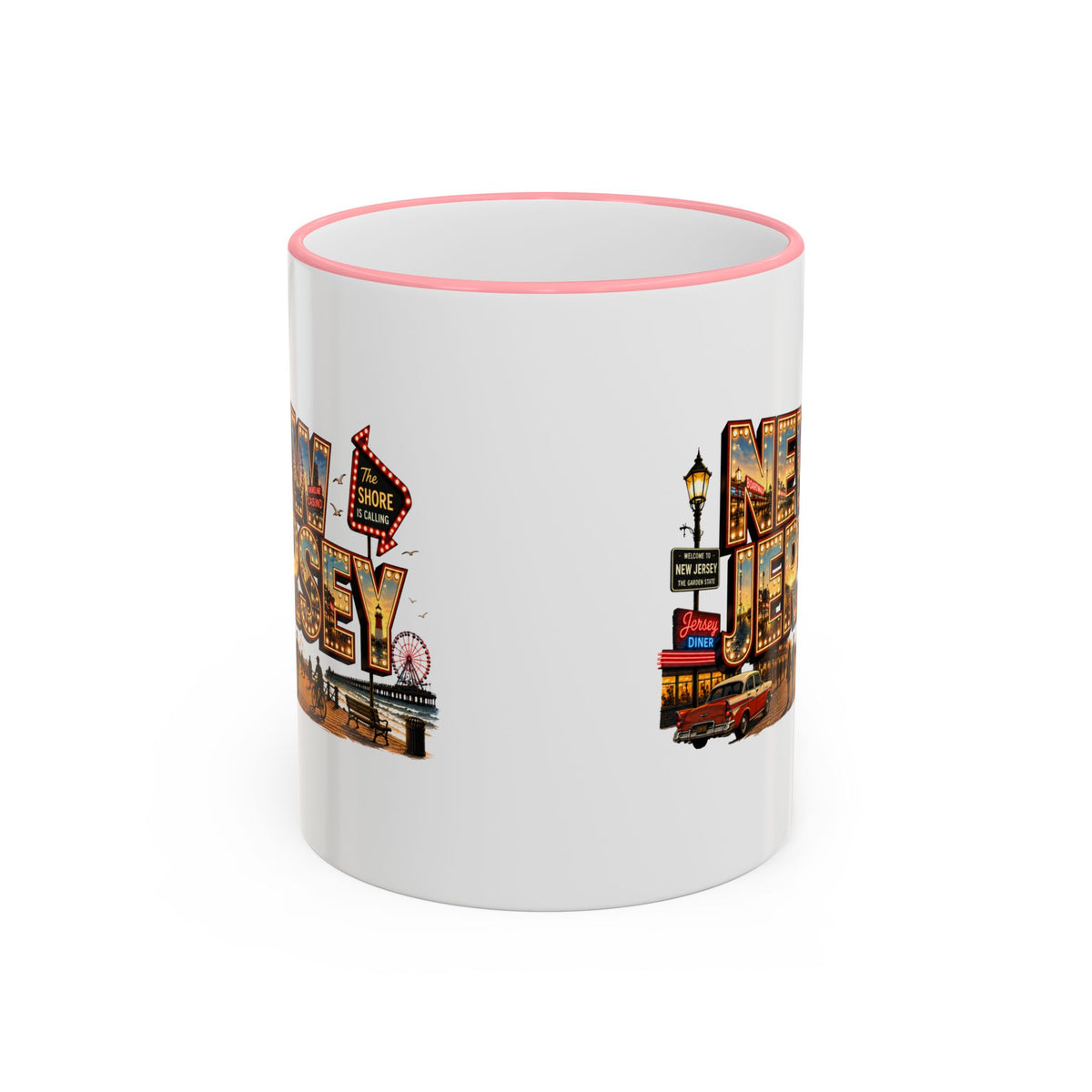 New Jersey Vintage Postcard Accent Rim Mug (11oz & 15oz)