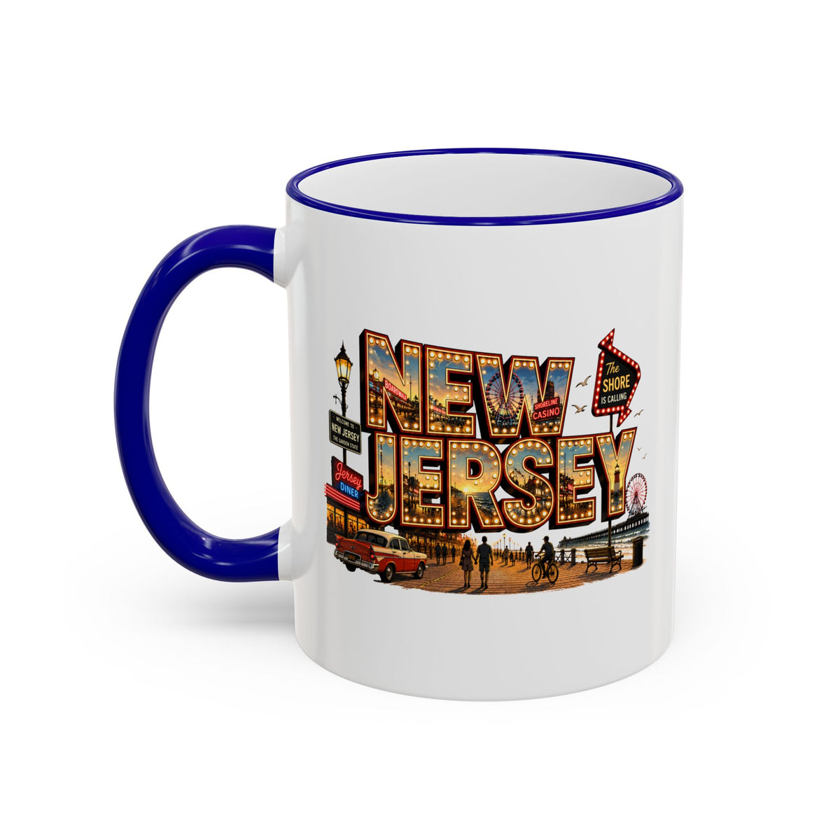 New Jersey Vintage Postcard Accent Rim Mug (11oz & 15oz)