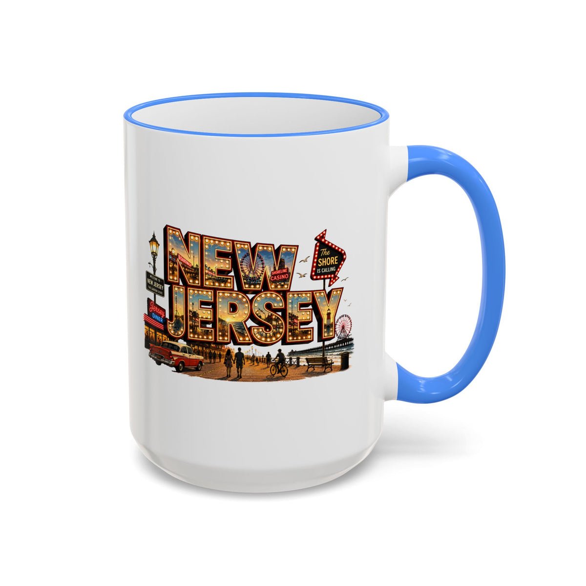 New Jersey Vintage Postcard Accent Rim Mug (11oz & 15oz)