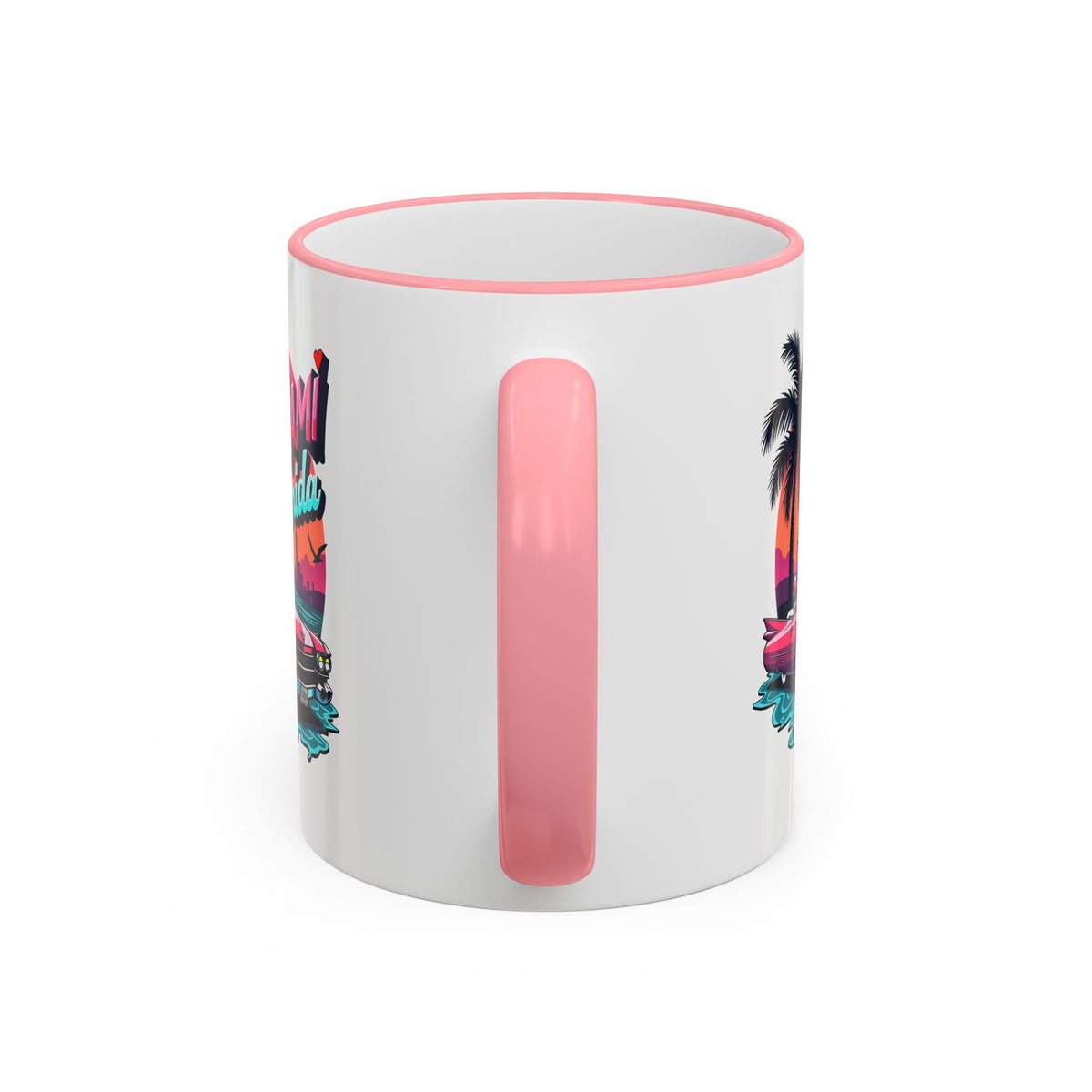 Miami Florida Retro Sunset Accent Rim Mug (11oz/15oz)