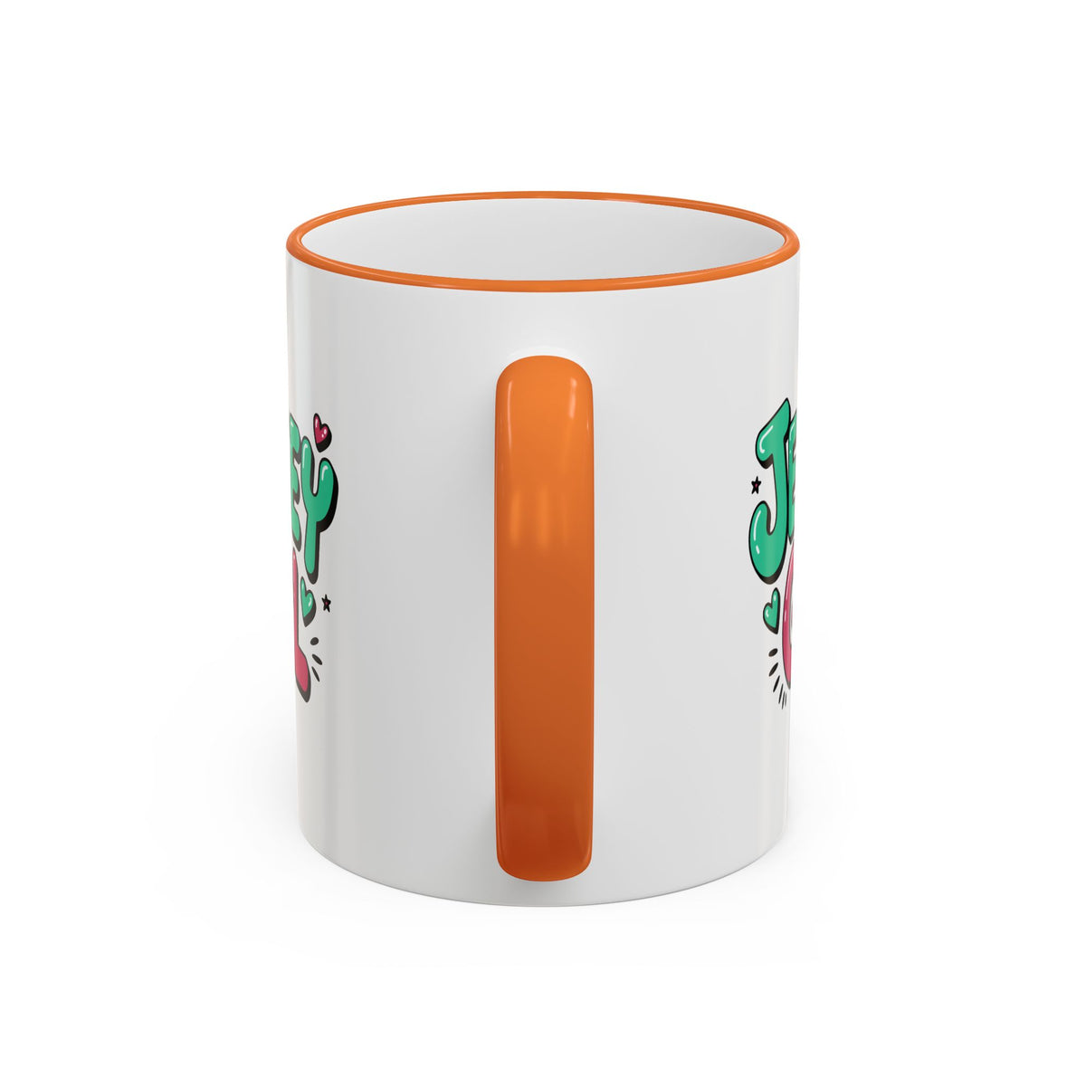 Jersey Girl Accent Rim Mug — Cute Retro Script Coffee Cup (11oz, 15oz)