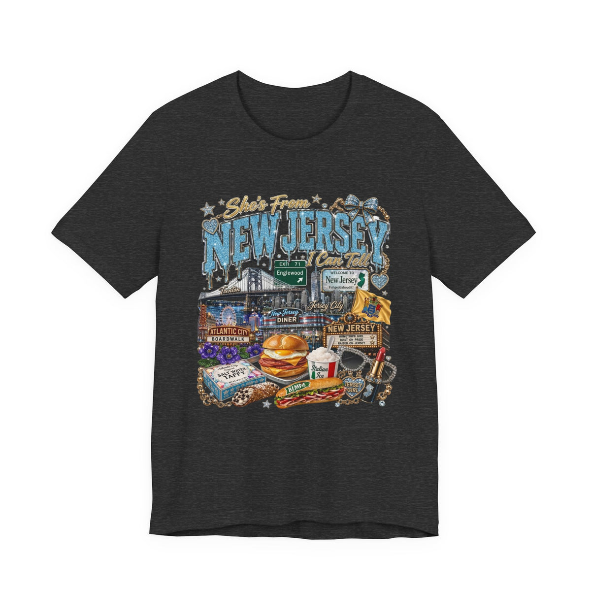 New Jersey Landmarks Tee — Jersey Shore, Diner & Turnpike Retro Graphic T-Shirt