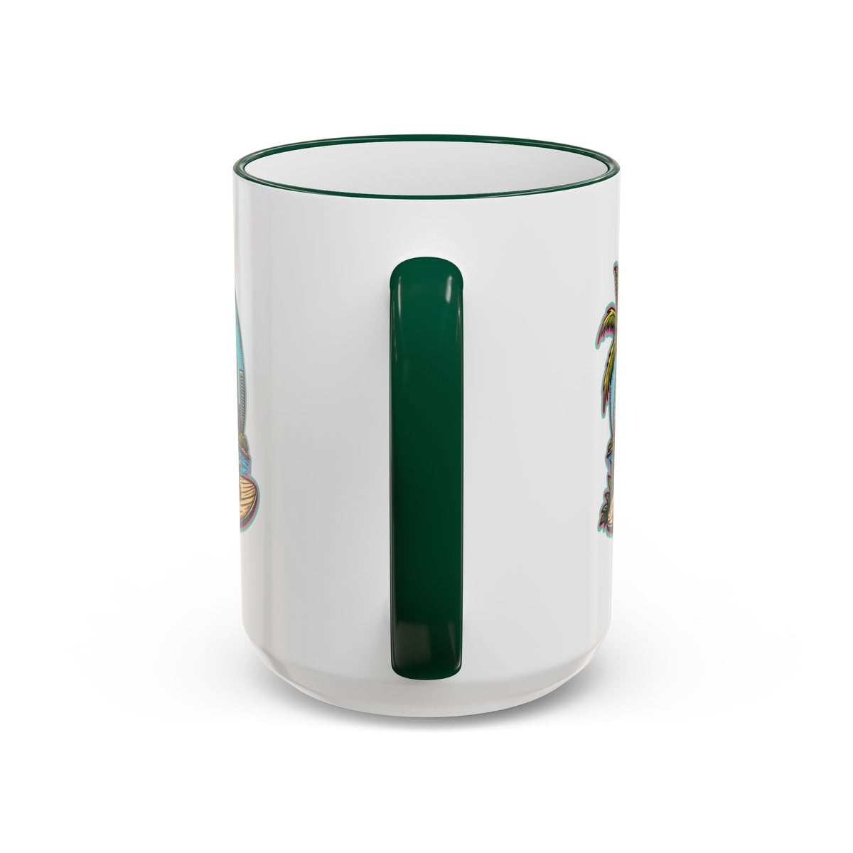 Miami Beach Scenic Accent Rim Mug – Tropical Palm Tree Skyline Coffee Cup (11oz & 15oz)