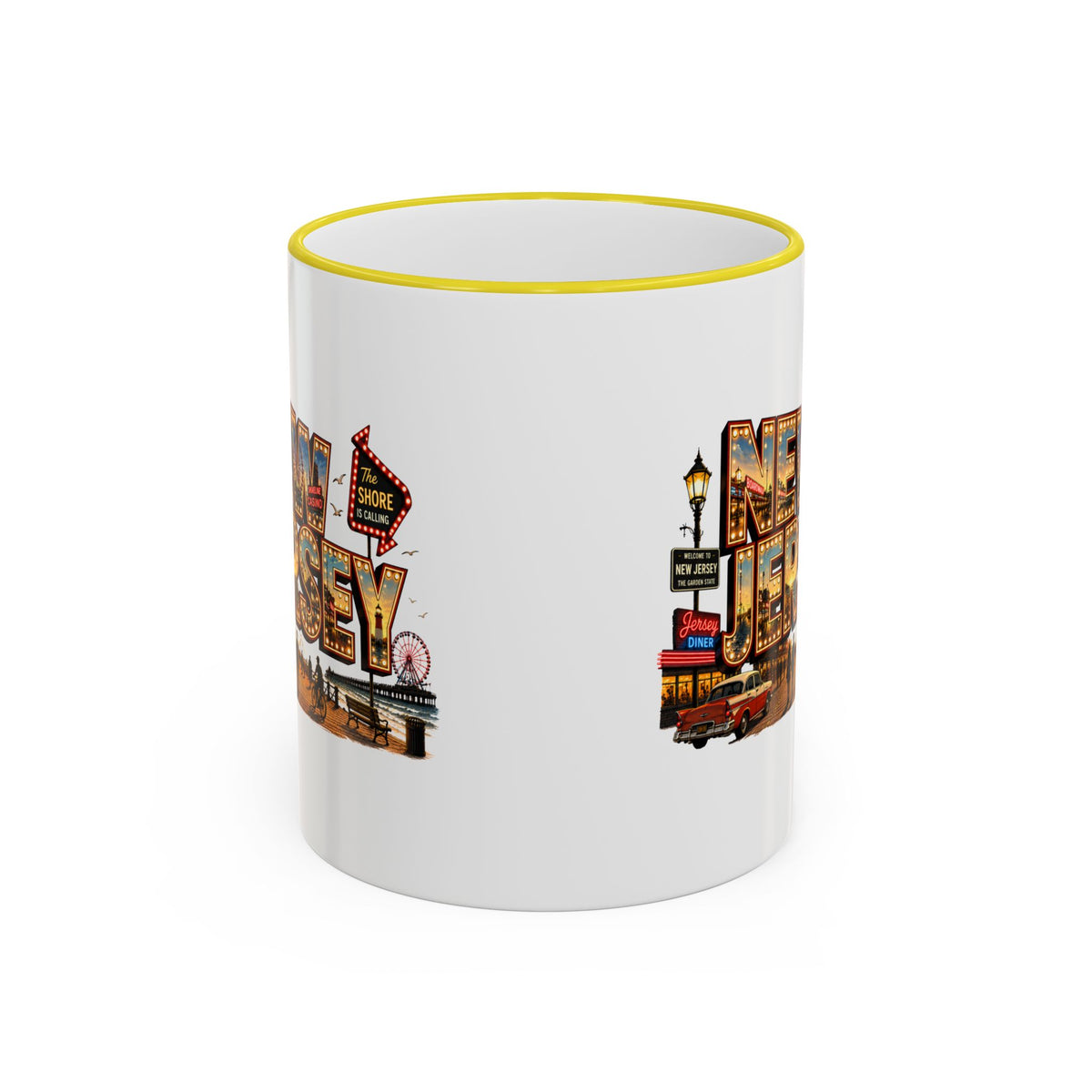 New Jersey Vintage Postcard Accent Rim Mug (11oz & 15oz)