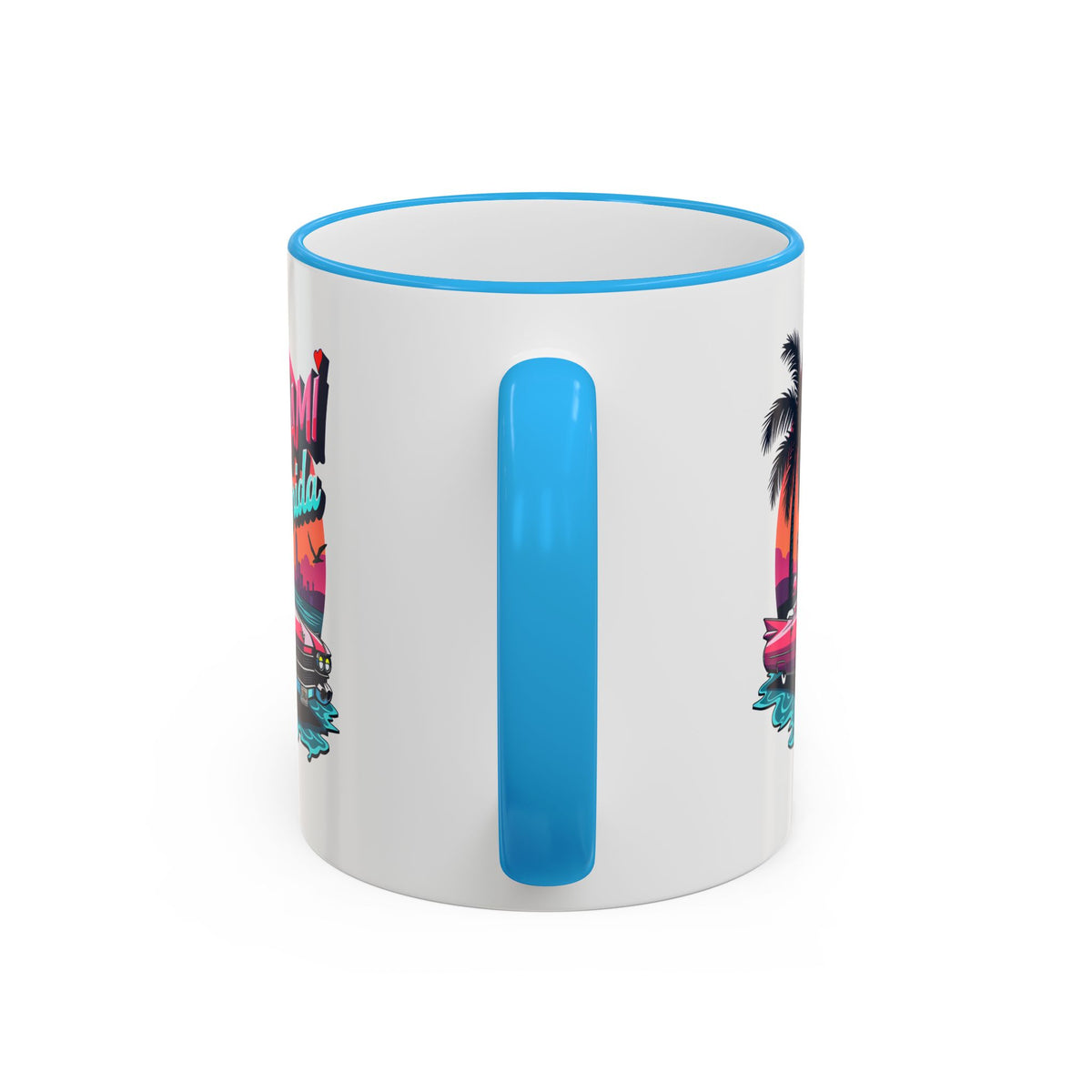 Miami Florida Retro Sunset Accent Rim Mug (11oz/15oz)