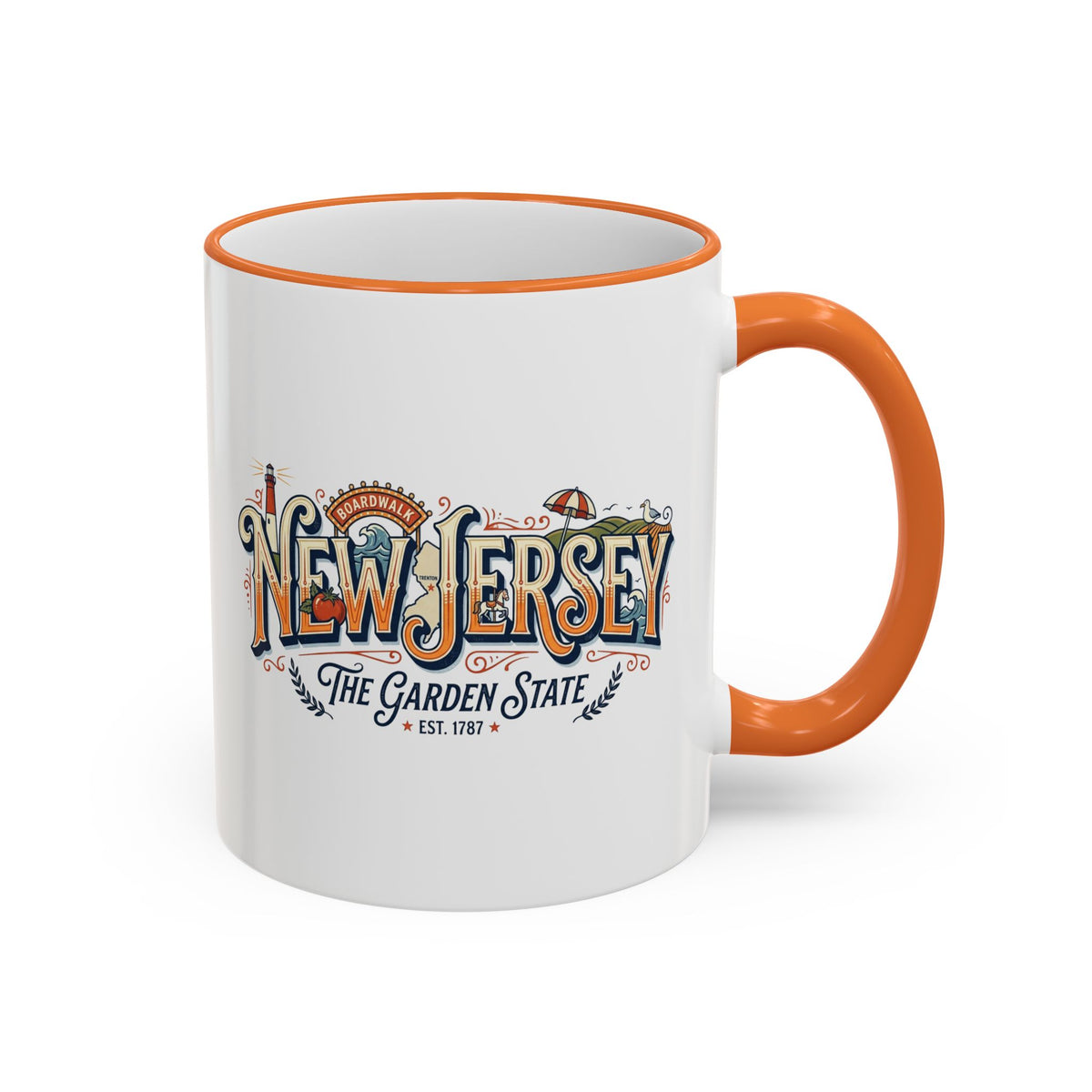 New Jersey Vintage Postcard Accent Rim & Handle Mug (11oz/15oz)