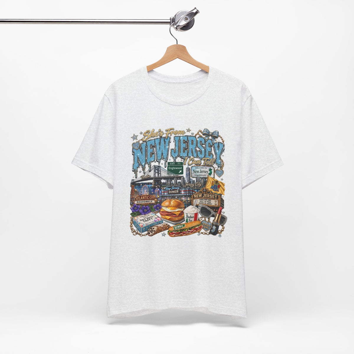 New Jersey Landmarks Tee — Jersey Shore, Diner & Turnpike Retro Graphic T-Shirt