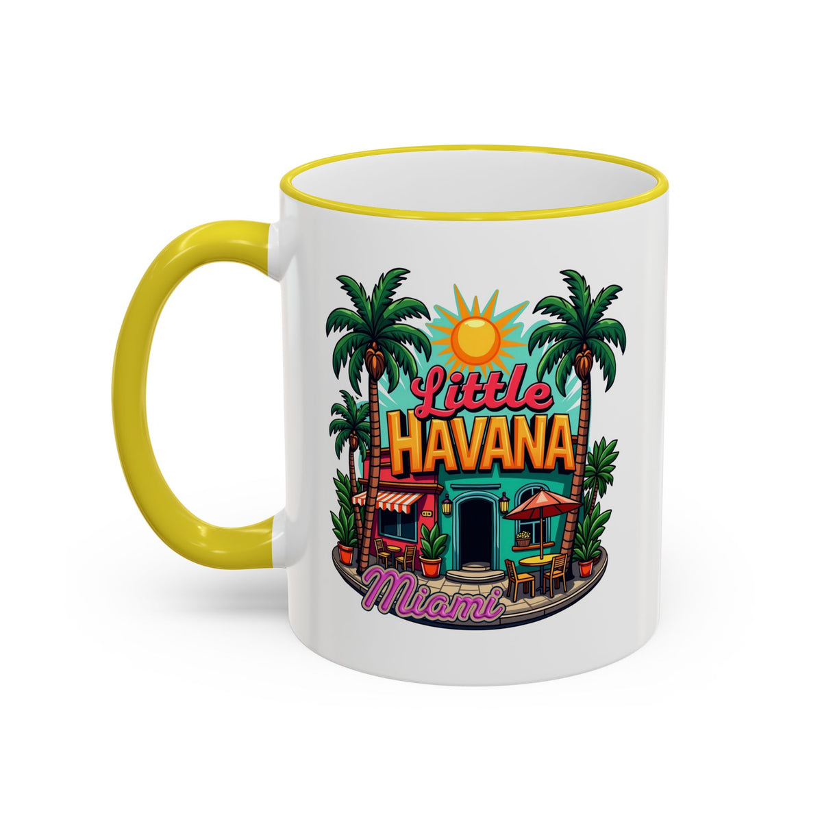 Tropical Little Havana Coffee Mug – Palm Tree Beach Scene