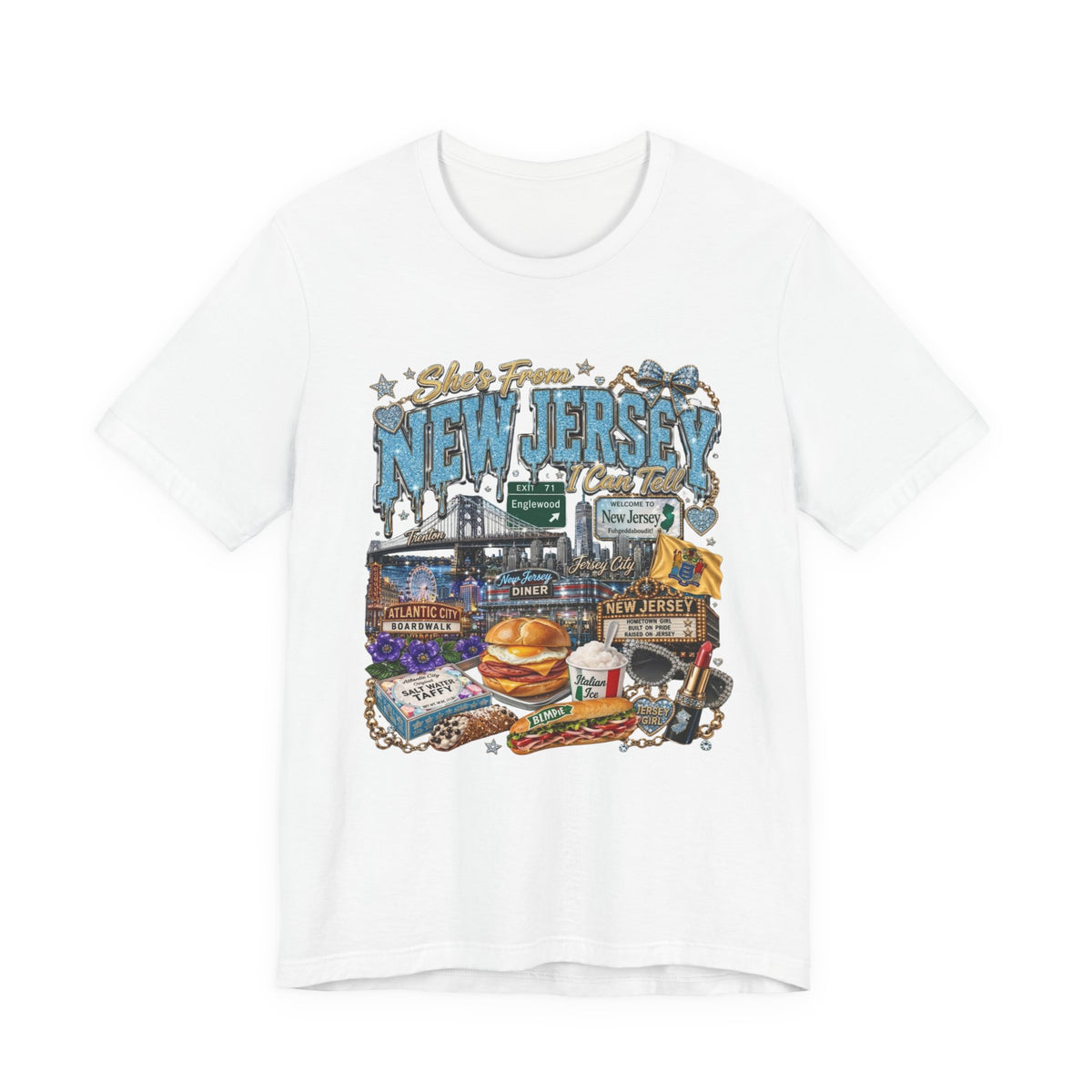 New Jersey Landmarks Tee — Jersey Shore, Diner & Turnpike Retro Graphic T-Shirt
