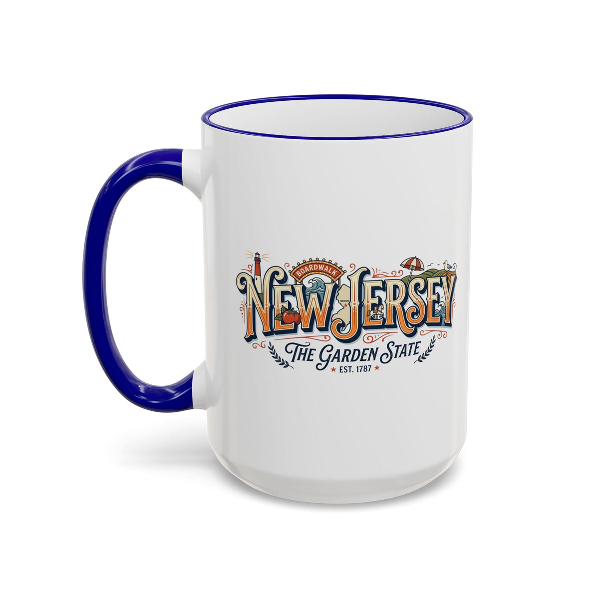 New Jersey Vintage Postcard Accent Rim & Handle Mug (11oz/15oz)