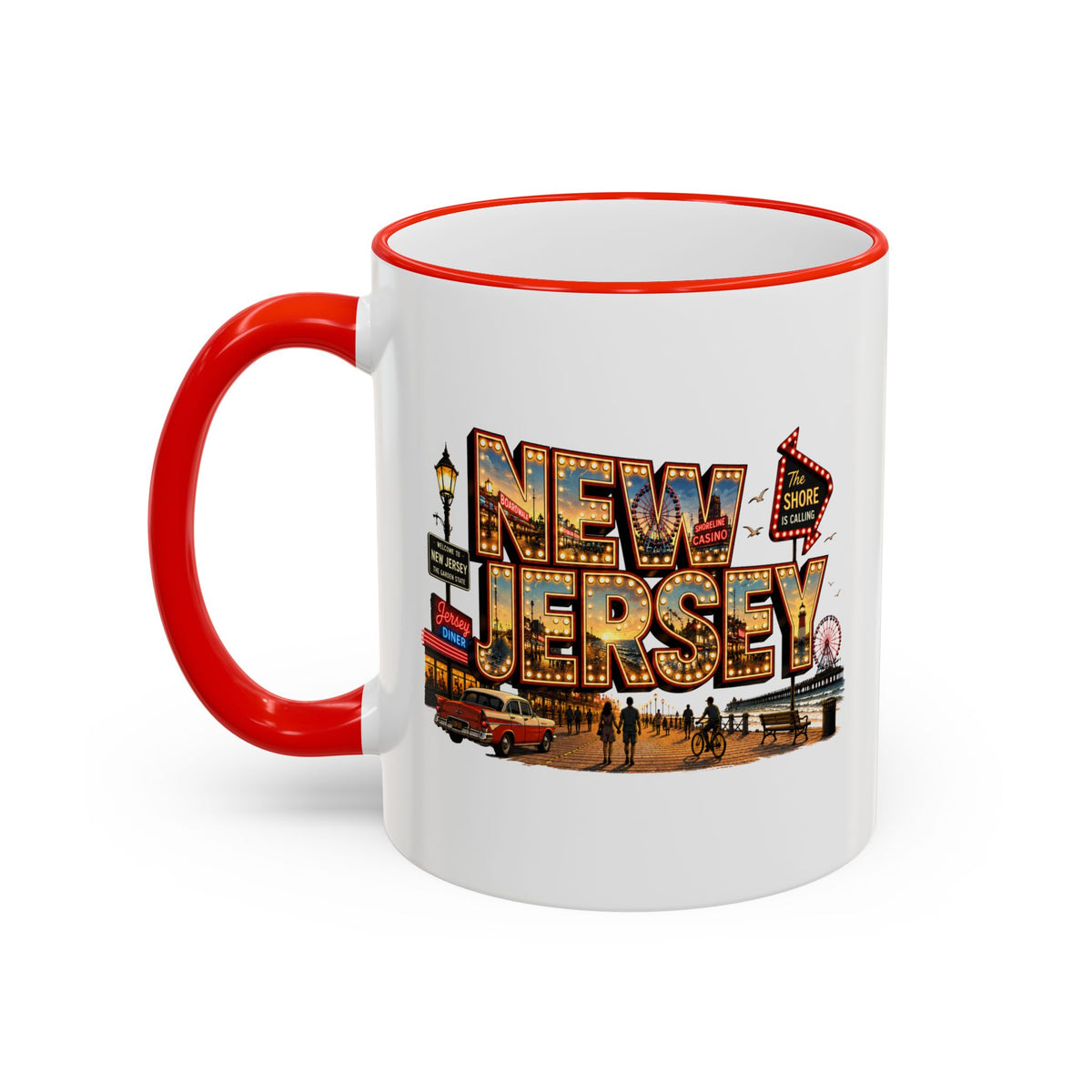 New Jersey Vintage Postcard Accent Rim Mug (11oz & 15oz)