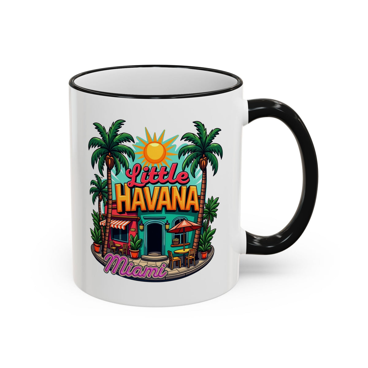 Tropical Little Havana Coffee Mug – Palm Tree Beach Scene