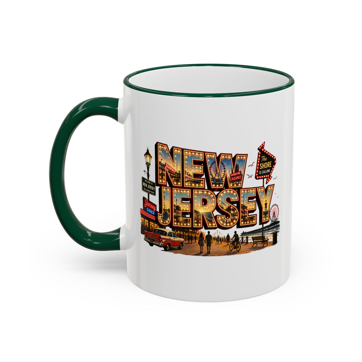 New Jersey Vintage Postcard Accent Rim Mug (11oz & 15oz)