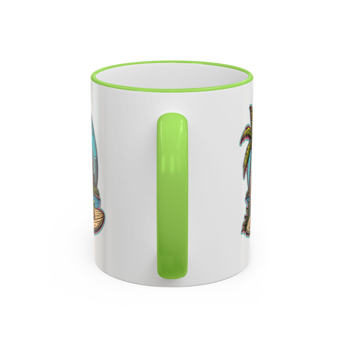Miami Beach Scenic Accent Rim Mug – Tropical Palm Tree Skyline Coffee Cup (11oz & 15oz)