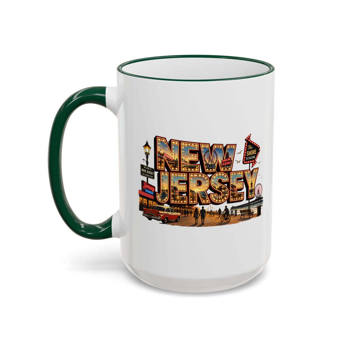 New Jersey Vintage Postcard Accent Rim Mug (11oz & 15oz)