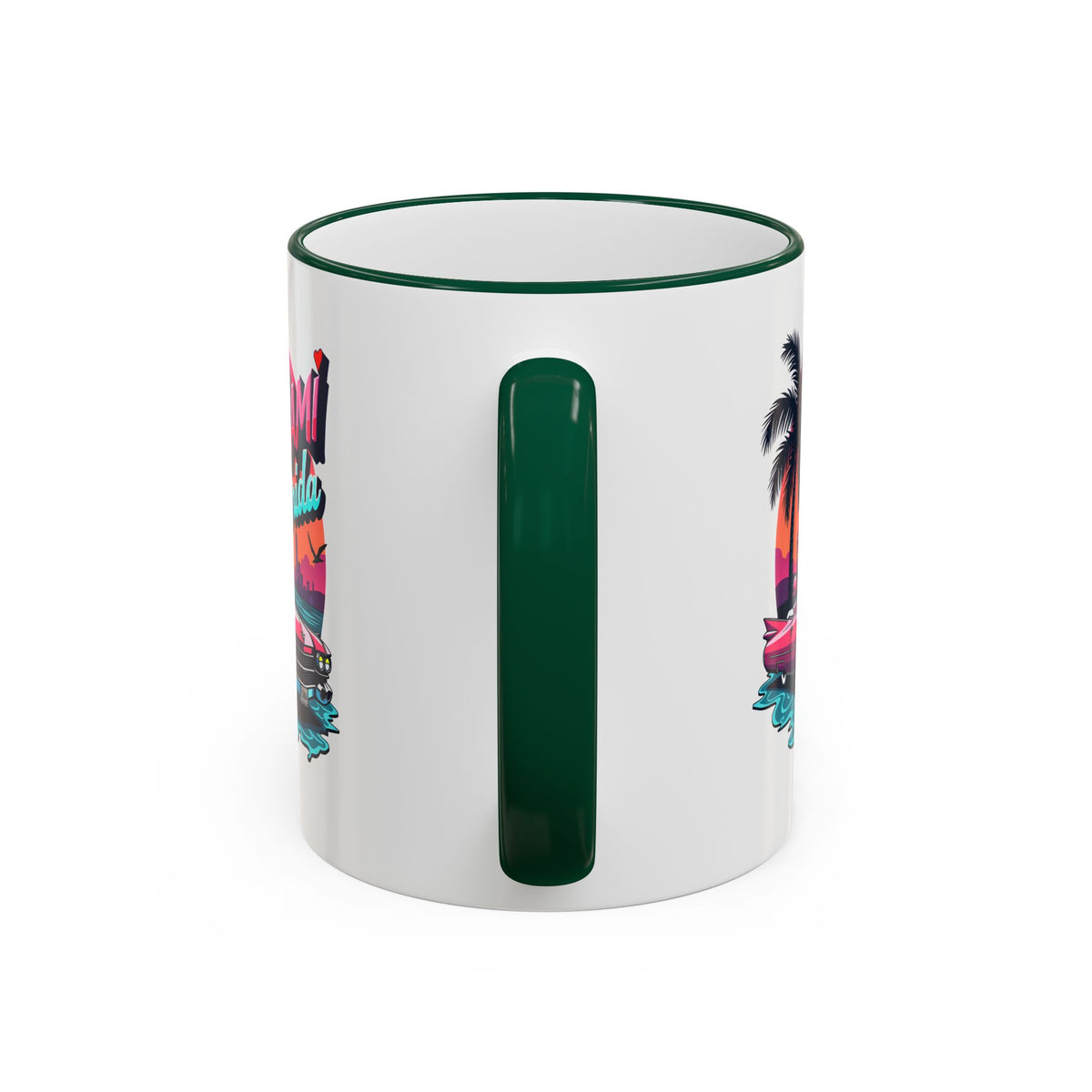 Miami Florida Retro Sunset Accent Rim Mug (11oz/15oz)