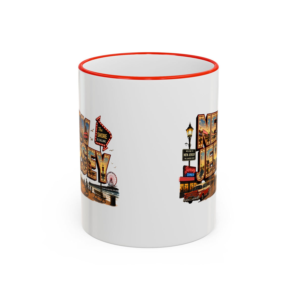 New Jersey Vintage Postcard Accent Rim Mug (11oz & 15oz)