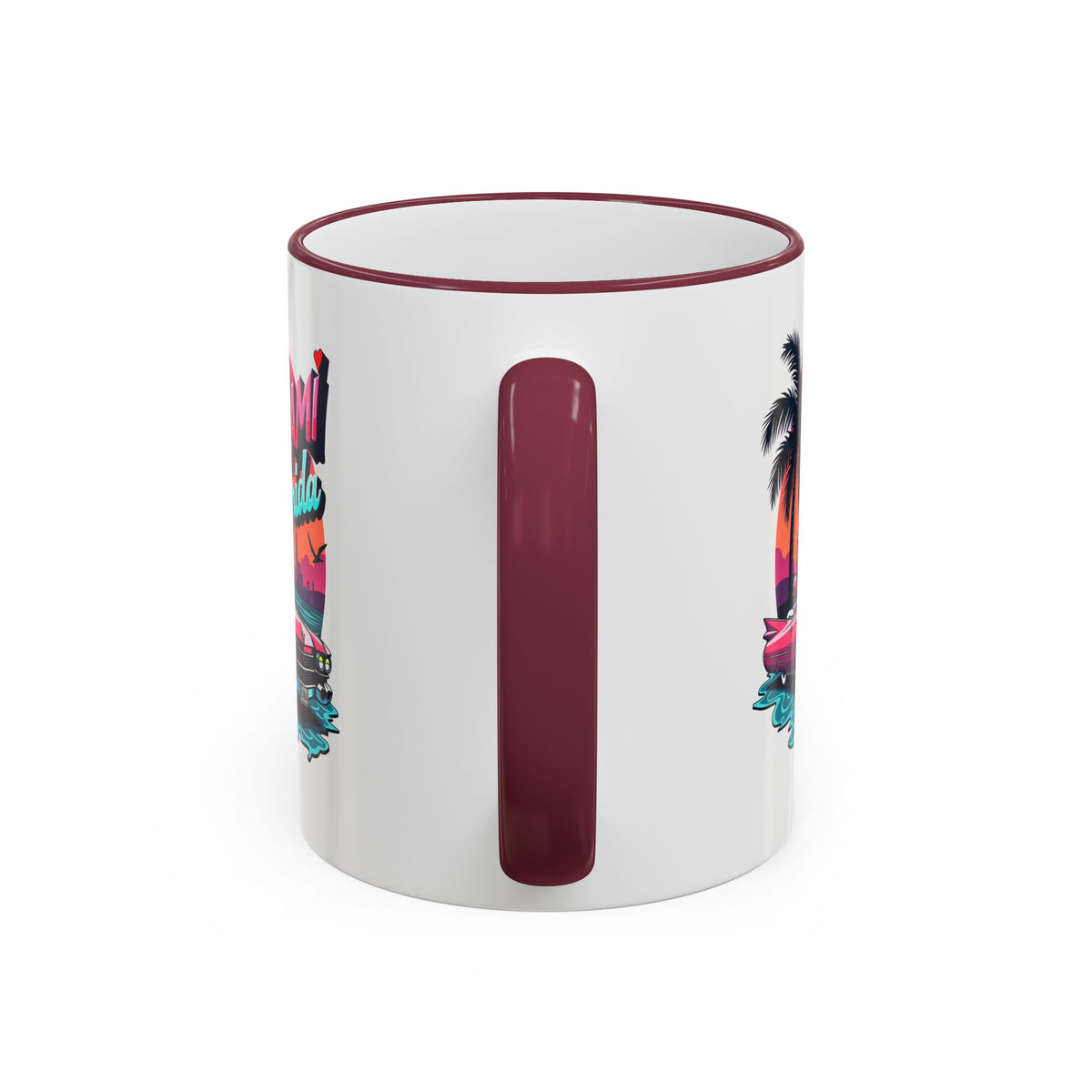Miami Florida Retro Sunset Accent Rim Mug (11oz/15oz)