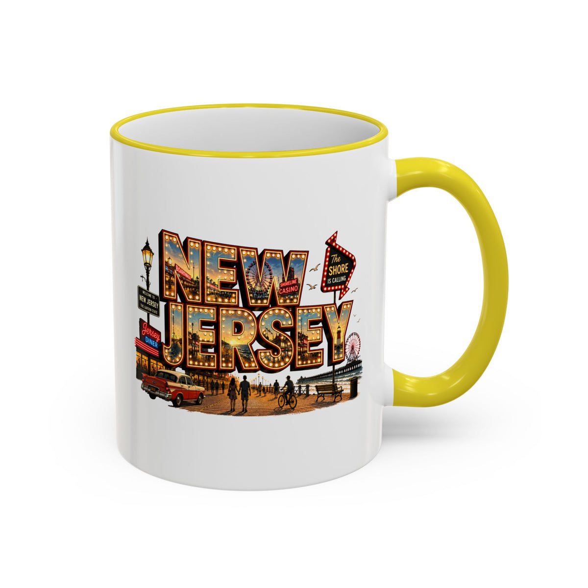 New Jersey Vintage Postcard Accent Rim Mug (11oz & 15oz)