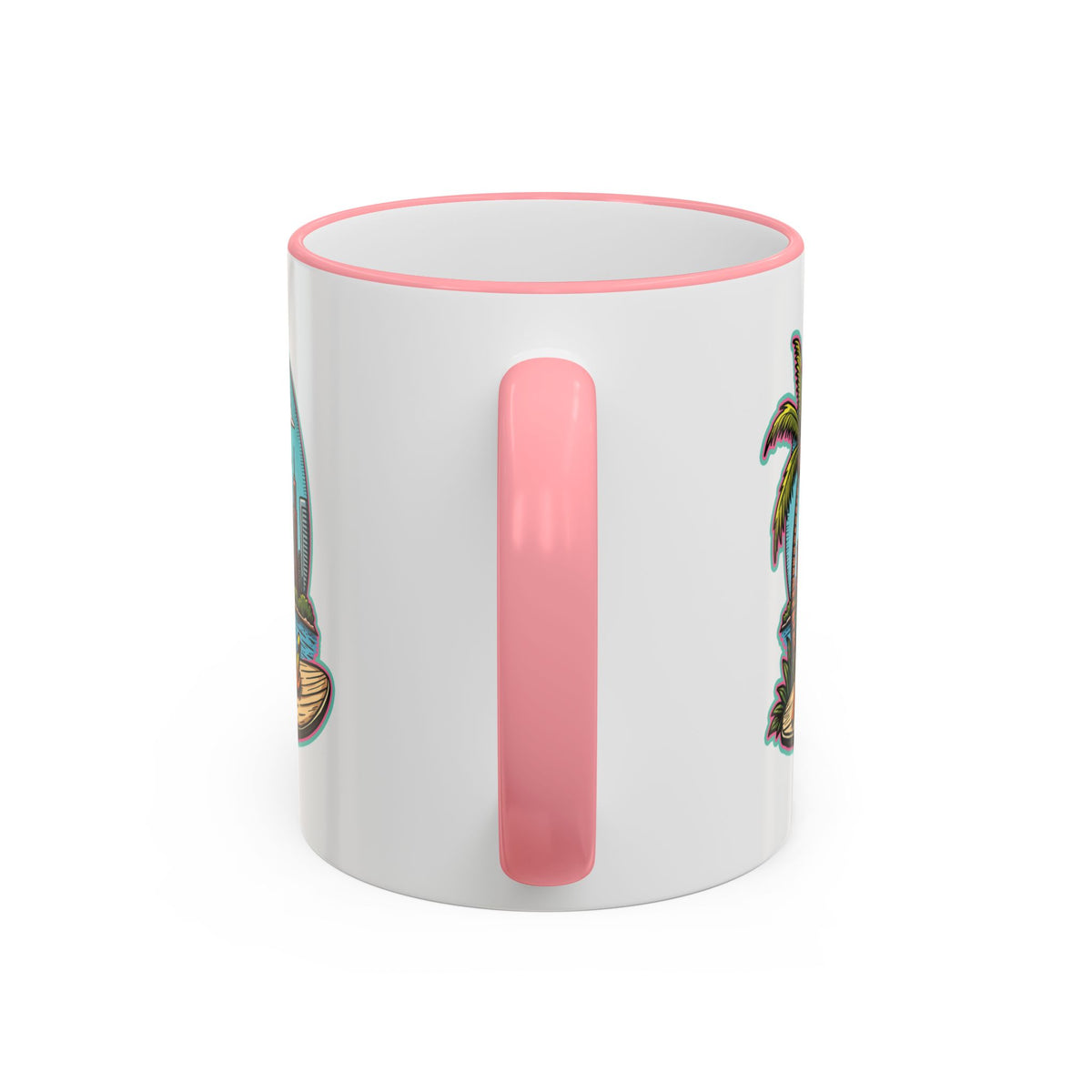 Miami Beach Scenic Accent Rim Mug – Tropical Palm Tree Skyline Coffee Cup (11oz & 15oz)
