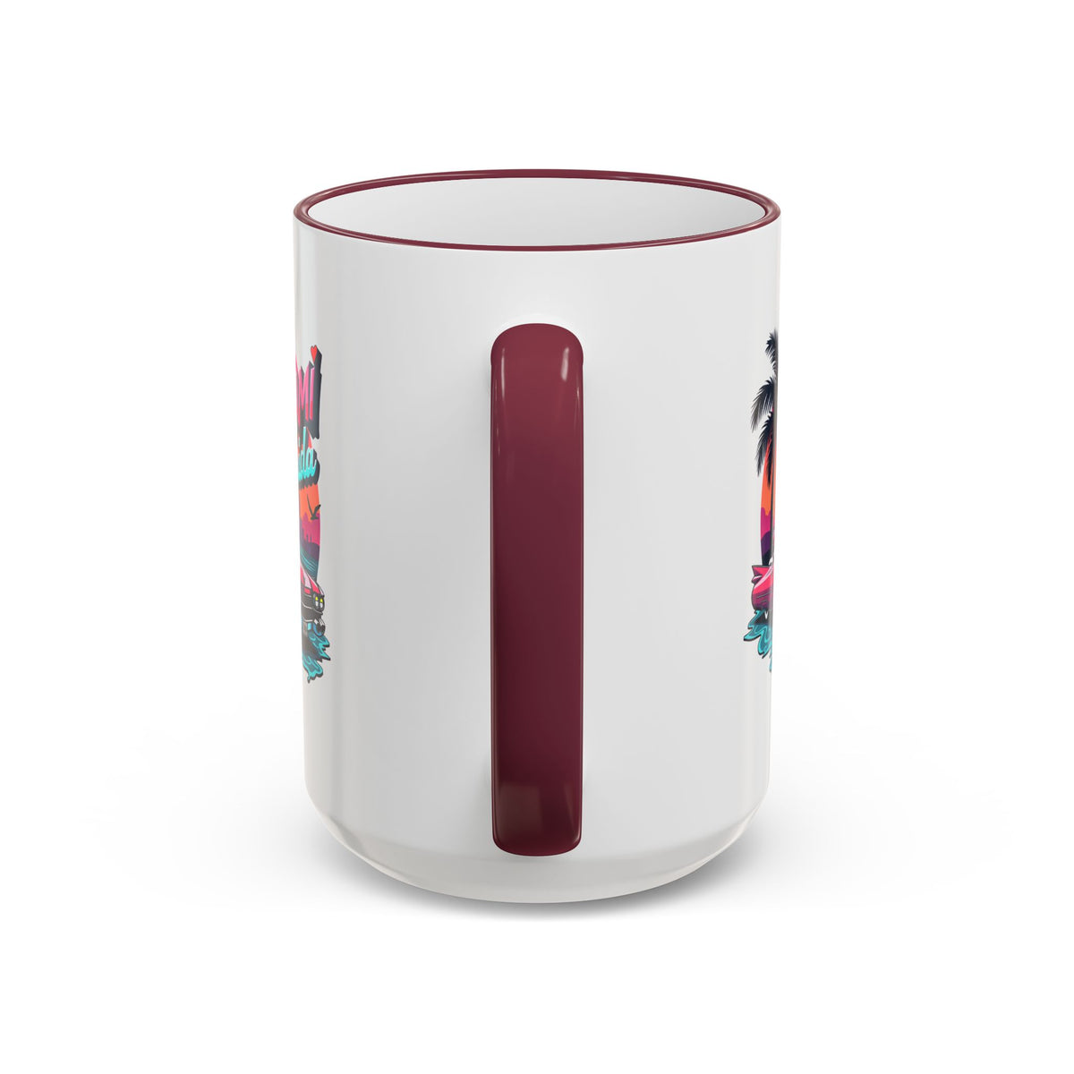 Miami Florida Retro Sunset Accent Rim Mug (11oz/15oz)