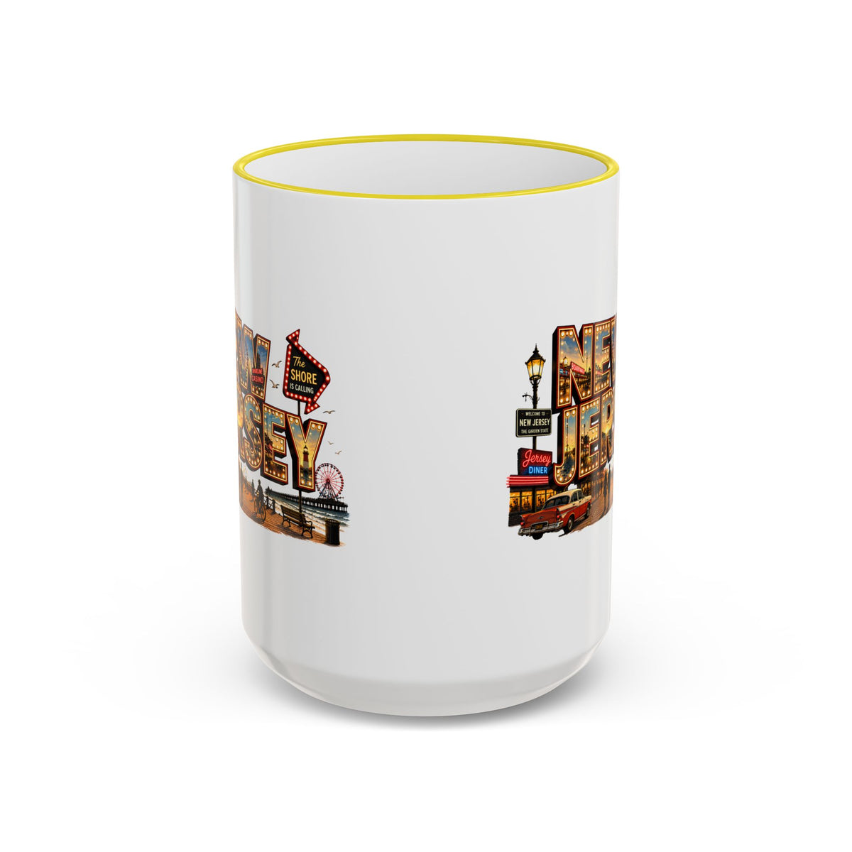 New Jersey Vintage Postcard Accent Rim Mug (11oz & 15oz)